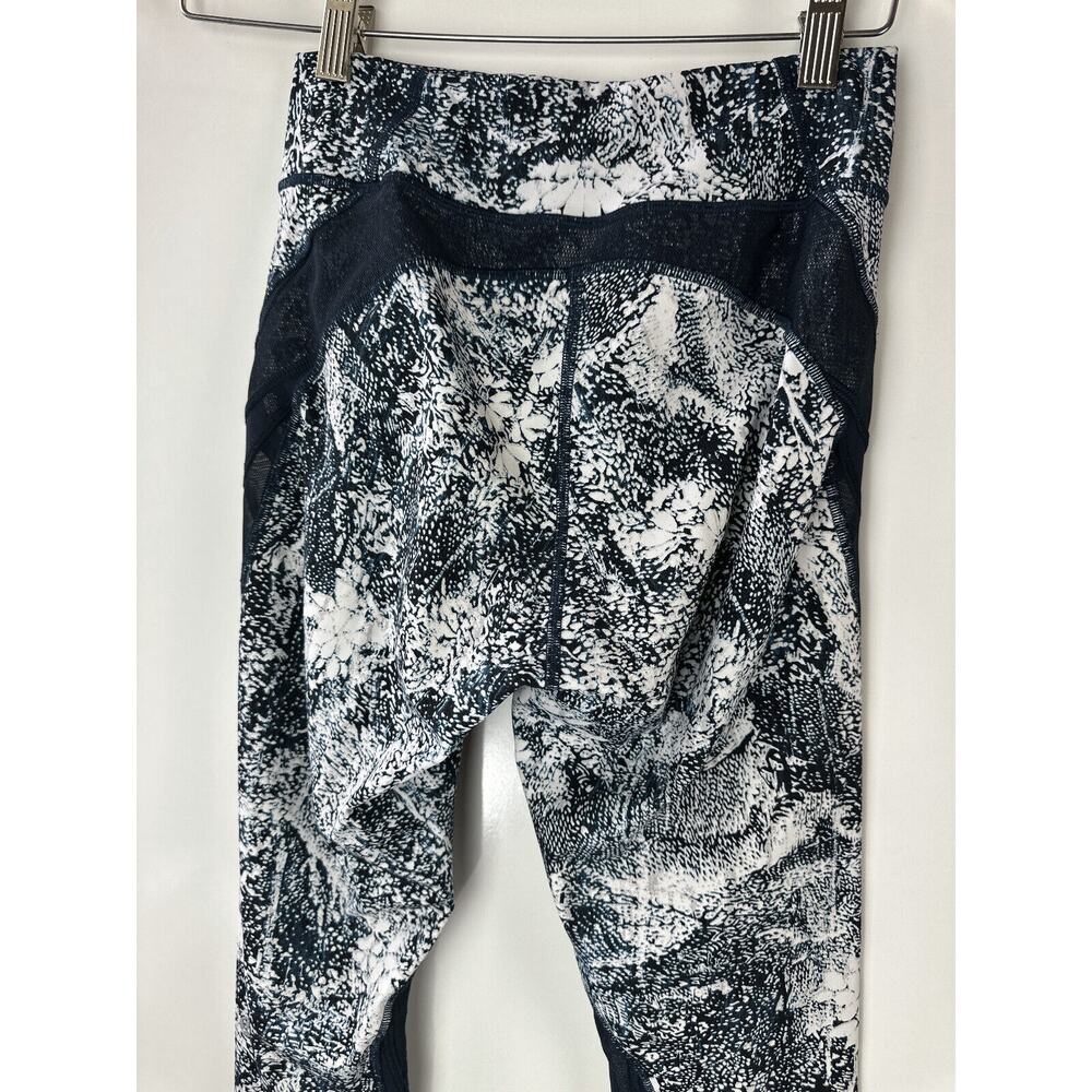Lululemon Never Still Crop 21" Leggings Wildwood White Nocturnal Teal Mesh Sz 6 - Picture 8 of 12